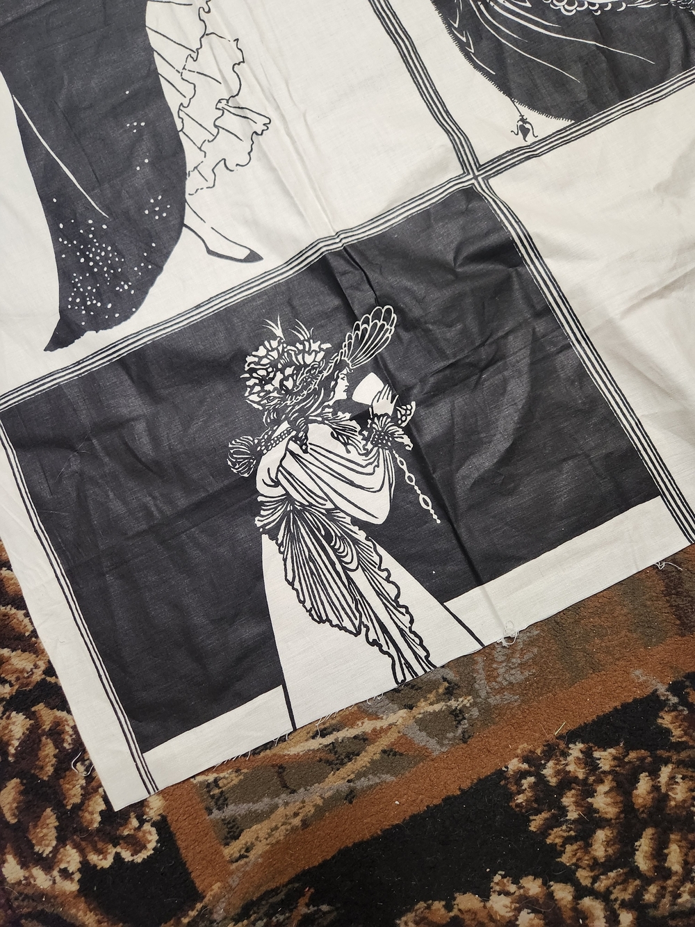 Pristine Vintage-fabric 9 Uncut  Panel Bloomcraft Aubrey Beardsley - Picture 5 of 15
